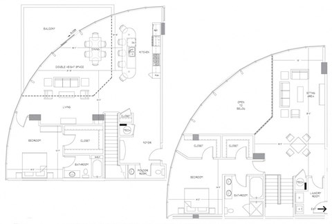 Floor plan for 2 beds, 2.5 baths, 2606 sqft